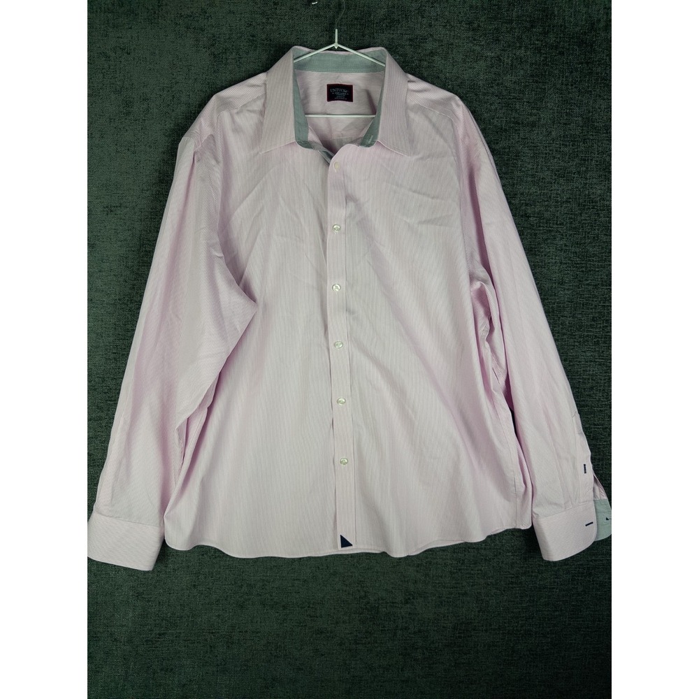 Untuckit Shirt Mens 3XL Pink Striped Button Up Dress 100% Cotton Wrinkle Free